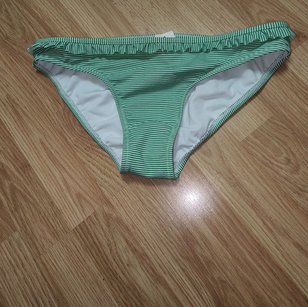 Xhilaration Green Striped Bikini Swim Bottoms L NWT